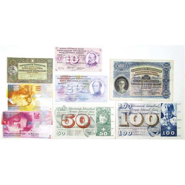 Banque Nationale Suisse. 1939-2003. Lot of 8 Issued Notes.