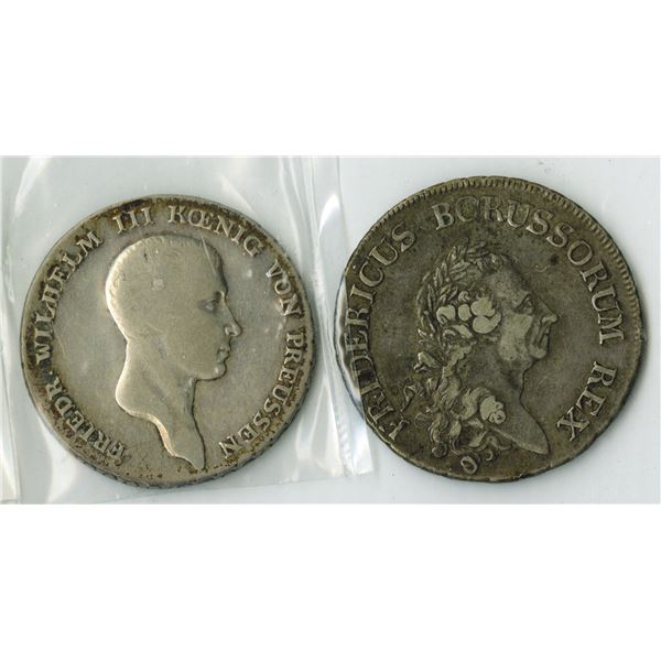 Prussian Silver Thaler Coin Pair, 1786 & 1814.