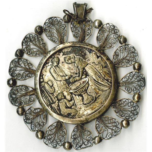 European Filigree Baptism Medallion, ca.1800's