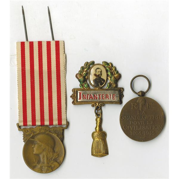 French World War I Medal Trio, ca.1914-1918.