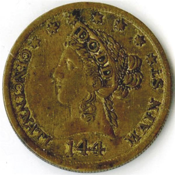 Dodd & Co. Hatters Merchant Token, ca. 1850s