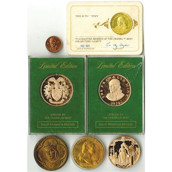 Group of 7 Commemorative Coins by Franklin Mint