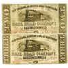 Image 1 : New Orleans, Jackson & Great Northern Rail Road Co. 1861 Banknote Pair Printed on backs of the Bank 