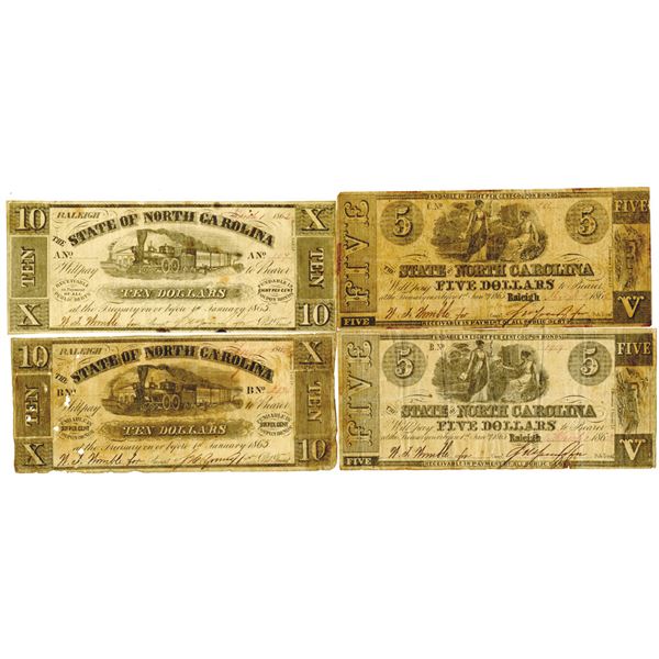 State of North Carolina, 1862-1865 Obsolete Banknote Quartet