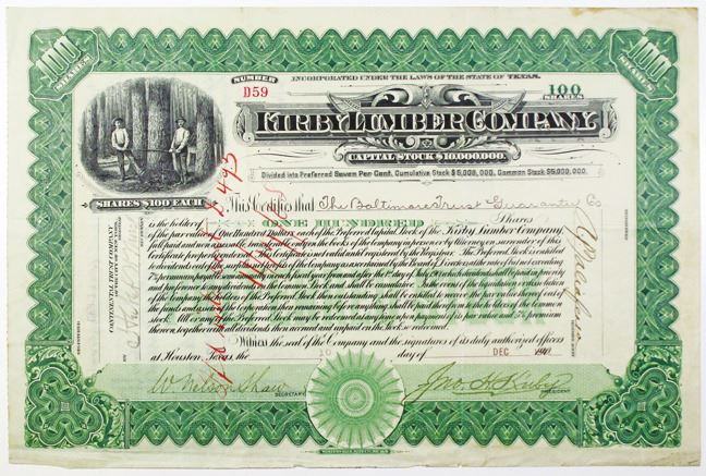 Kirby Lumber Co. ca.1915 Specimen Cardboard Circular Scrip Note for $1 ...