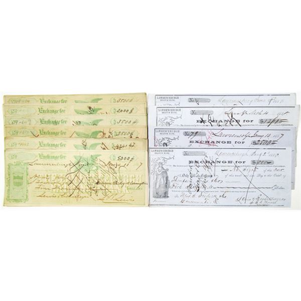 Lawrenceburgh Bank and National Bank, ca. 1857-1867 Issued and Cancelled Exchange Checks.