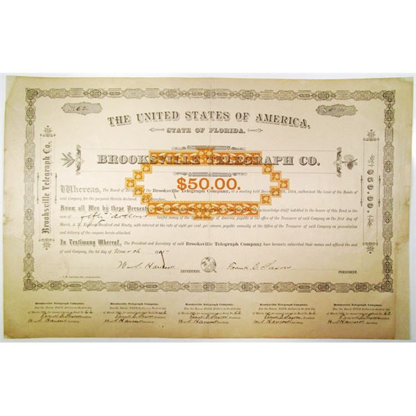 Brooksville Telegraph Co. 1885 I/U Bond