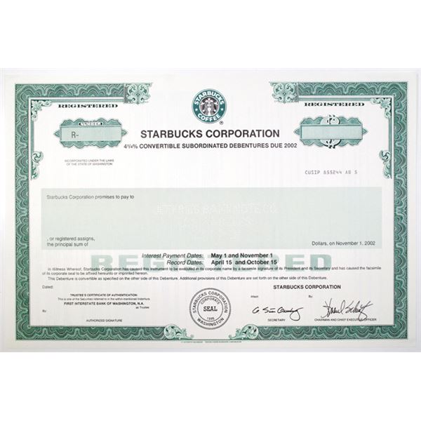 Starbucks Corp. Specimen Bond