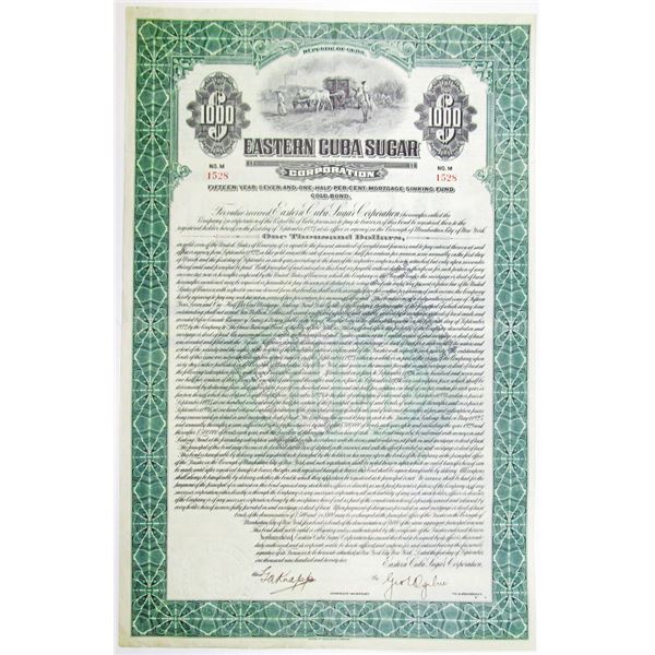 Eastern Cuba Sugar Corp. 1922 I/U Bond