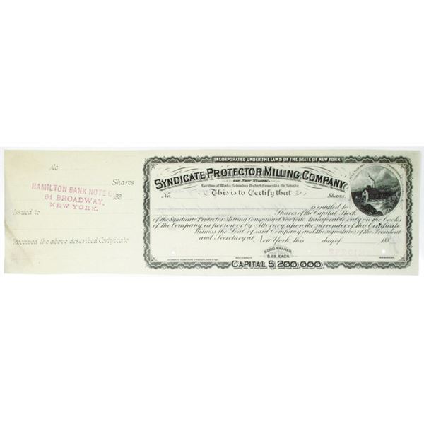 Syndicate Protector Milling Co. 1880s Specimen Stock Certificate