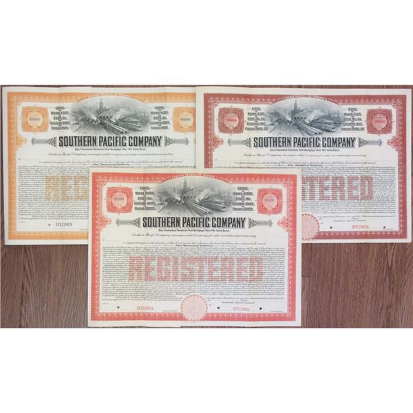 Southern Pacific Co., 1915 Specimen Bond Trio.
