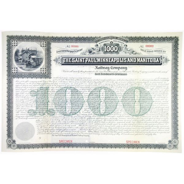 Saint Paul, Minneapolis & Manitoba Railway Co., 1883 Specimen Bond