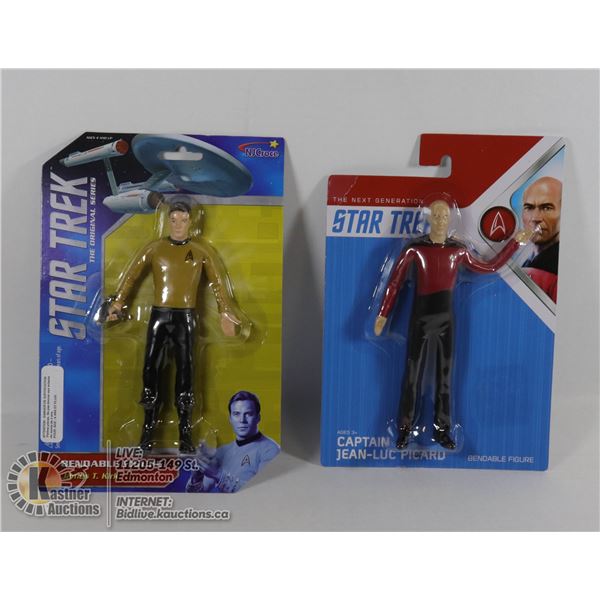 2 STAR TREK CAPTAINS FIGURES KIRK & PICARD