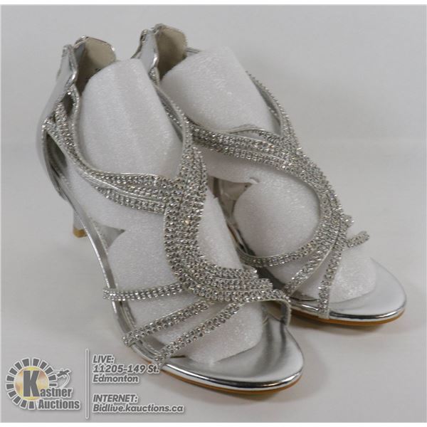 SHESOLE WOMAN'S OPEN TOE LOW HEEL RHINESTONE SHOES