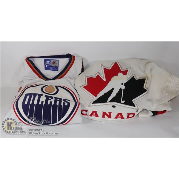 LOT OF 2 HOCKEY JERSEYS SZ L -TEAM CANADA & OILERS SOME IMPERFECTIONS
