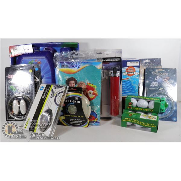 NEW ITEMS 4 PLATUBE SHOE LACES LED LIGHTUPS, MINI FRISBEE LED LIGHT UP, FRANKLIN BALL PUMP & MORE