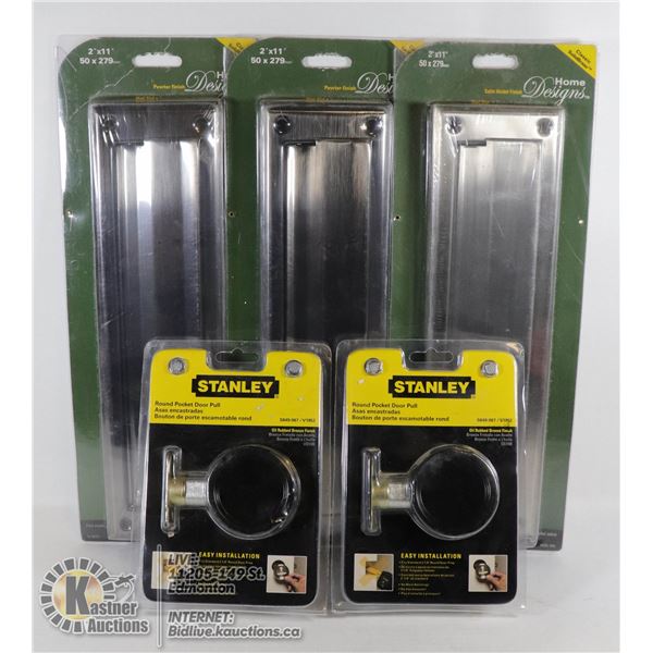 SEALED ITEMS 3 STANLEY DOOR SLOT MAIL BOXES W/2 ROUND POCKET DOOR PULLS