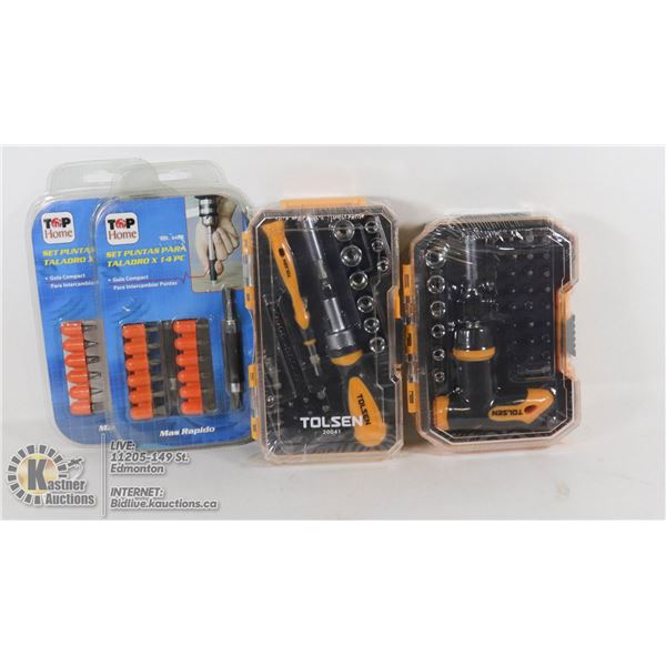 NEW TOLSEN ITEMS 42 PC BIT SET & 41 PC SET & MORE