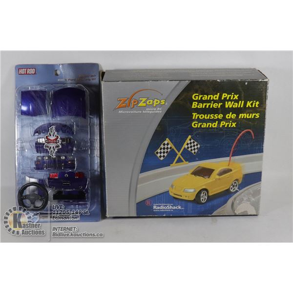 VINTAGE ZIP ZAPS MICRO RC 2002 GRAND PRIX BARRIER WALL KIT #60-7511 "COMPLETE" W/SEALED 2006 HOTROD 