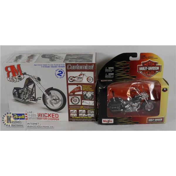 HARLEY DAVIDSON MAISTO OFFICIAL DIECAST MOTORCYCLE #31360 (UNREMOVED FROM BOX)W/2007 REVELL WICKED C