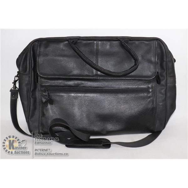 BLACK LEATHER ATTACHE/LAP TOP BAG BRAND NEW.  17 INCHES WIDE, 12 INCHES HIGH AND 4.5 INCHES DEEP.  I