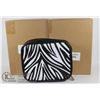 Image 1 : TWO JEWELLERY STORAGE POUCHES BY PREZERVE BLACK WITH ZEBRA PRINT - NEW IN BOXES.  7 SEE-THROUGH POCK
