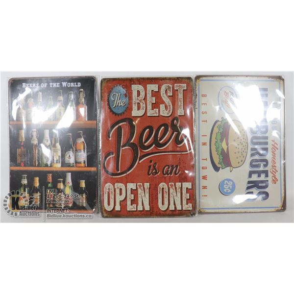 SEALED 3 METAL VINTAGE SIGNS