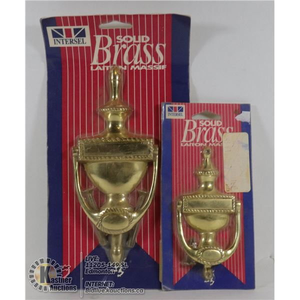 VINTAGE SEALED 2 INTERSEL SOLID BRASS DOOR KNOCKERS