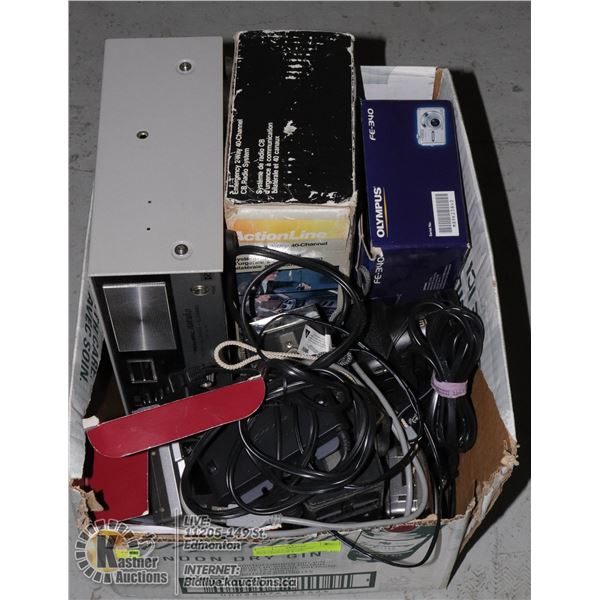 BOX OF OLD ELECTRONIC INCLUDING CB RADIO