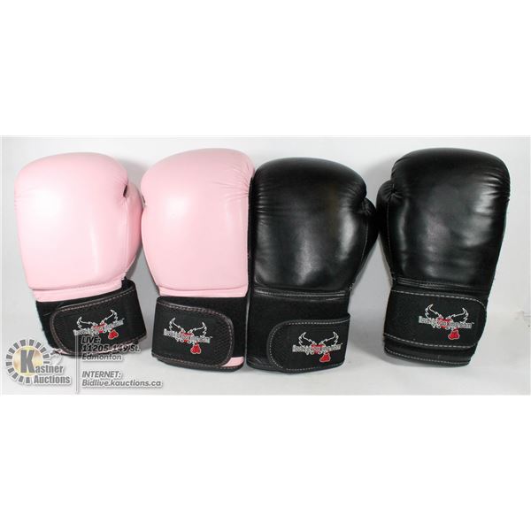 BOX W/ TWO PAIRS KICKBOXING GLOVES.