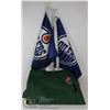 Image 1 : LOT OF 2 EDMONTON OILER CAR WINDOW FLAGS & ESKIMO TRACK PANTS SZ L