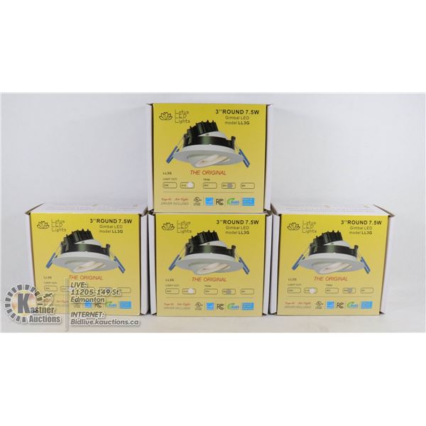 4 - PACK – 3" LED GIMBAL POT LIGHTS (NEW) – 7.5 W BRUSHED NICKEL