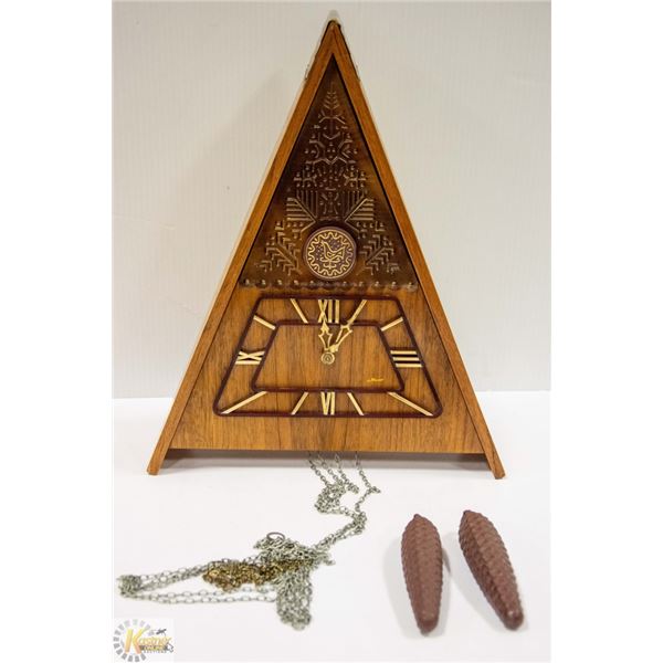 VINTAGE RUSSIAN TRIANGLE CUCKOO CLOCK W/ WEIGHTS (NO PENDULUM)