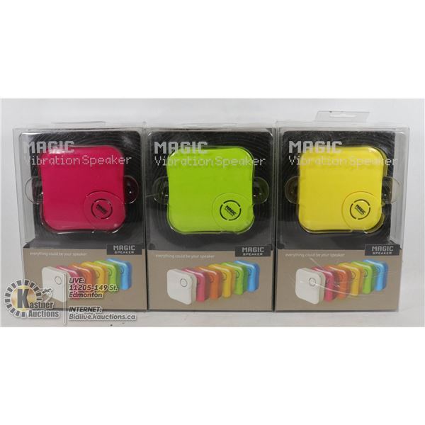 SEALED 3 MAGIC VIBRATION MINI SPEAKERS YELLOW, GREEN, PINK