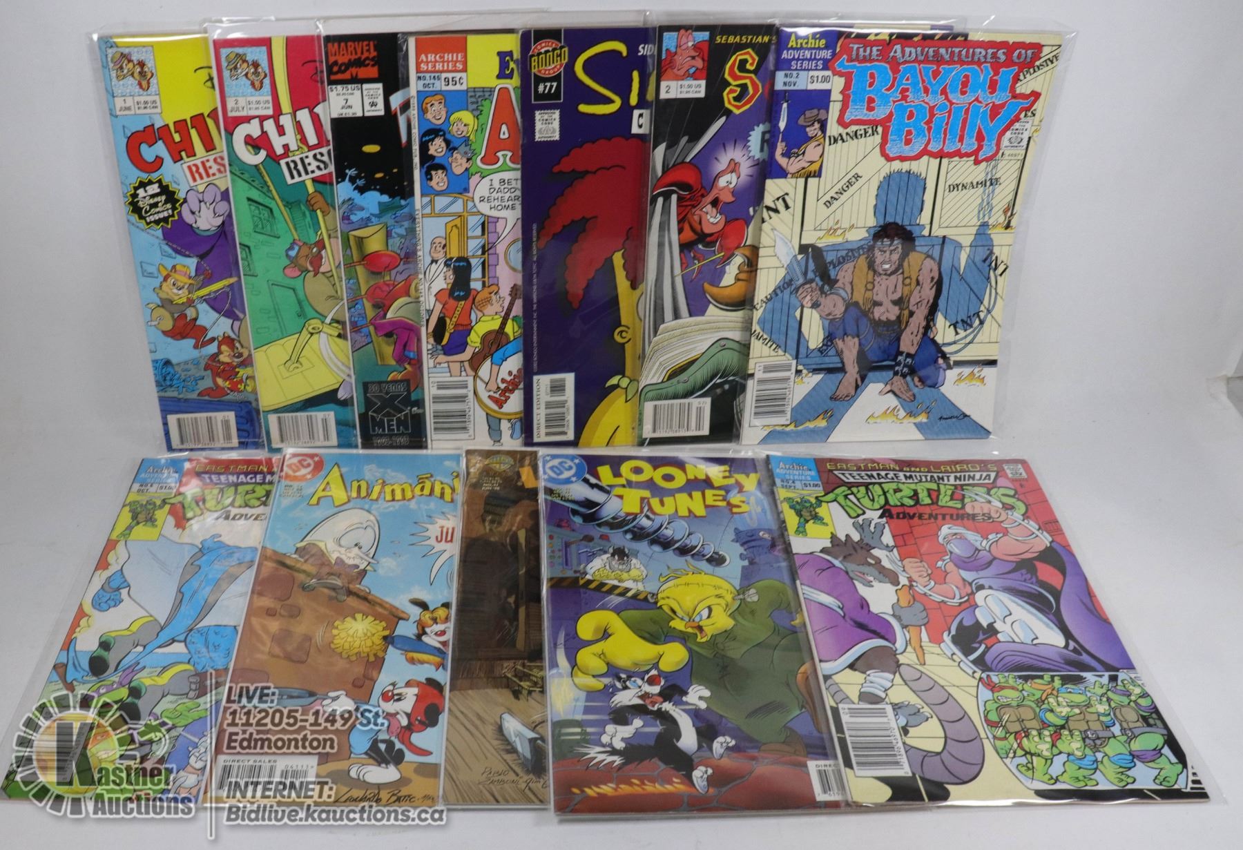 BOX OF CARTOON COMICS LOONEY TUNES, NINJA TURTLES,SIMPSONS, ARCHIE, REN ...