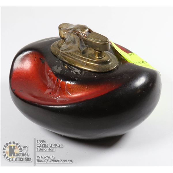 1950'S POTTERY LIGHTER RED BLACK DESIGN