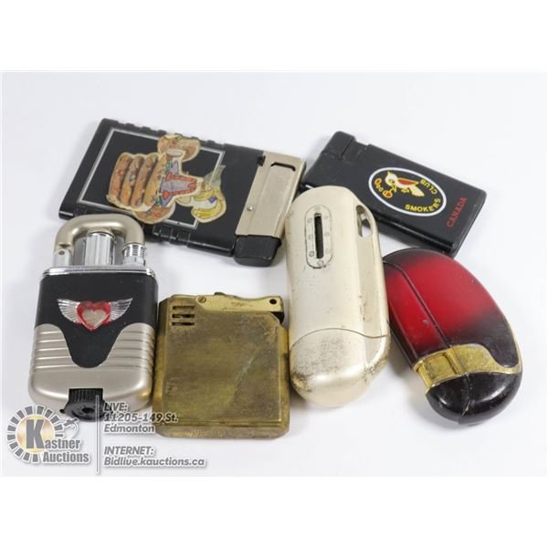 COLLECTION OF 6 HAND LIGHTERS BUTANE AND GAS