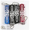 Image 1 : 4 NEW MINI SKULL KNIVES - 2 BLACK, 1 RED, 1 BLUE