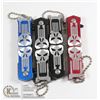 Image 1 : 4 NEW MINI SKULL KNIVES - 2 BLACK, 1 RED, 1 BLUE