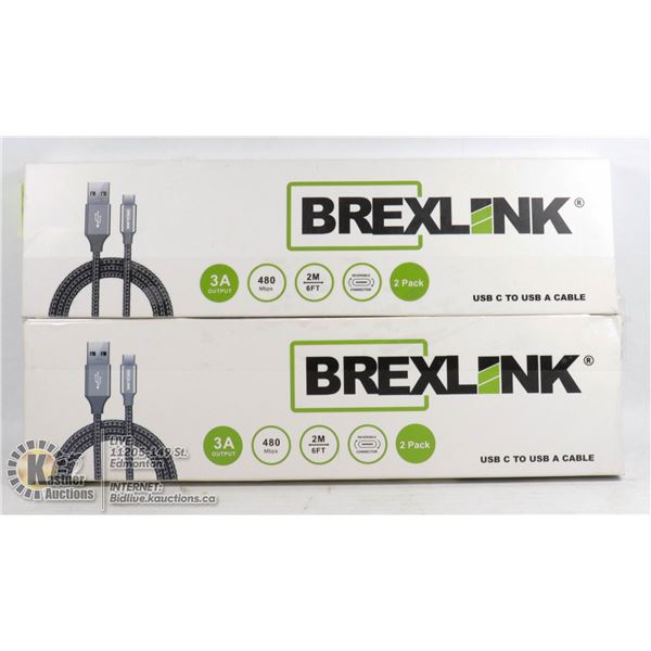 LOT OF TWO 2 PACK USB C TO USB A CABLE 6 FT / 2 M
