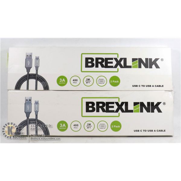 LOT OF TWO 2 PACK USB C TO USB A CABLE 6 FT / 2 M