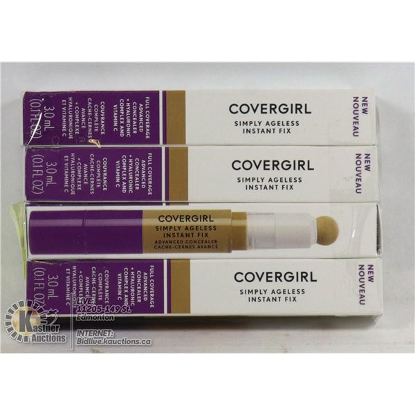 LOT OF 4 COVERGIRL SIMPLY AGELESS INSTANT FIX FULL COVERAGE ADVANCED CONCEALER + HYALURONIC COMPLEX 