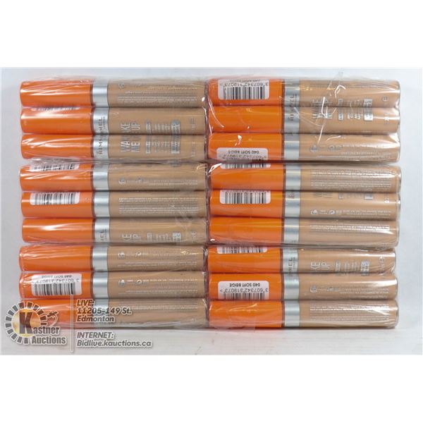 LOT OF 18 RIMMEL COSMETICS WAKE ME UP CONCEALER ANTI FATIGUE SKIN BRIGHTENING CONCEALER WITH VITAMIN