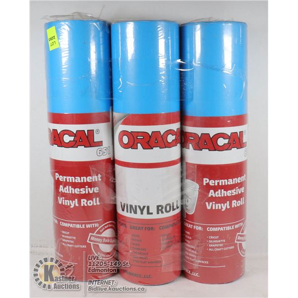LOT OF 3 ROLLS OF ORACLE 651 ADHESIVE VINYL