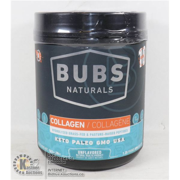 BUBS NATURALS COLLAGEN PROTEIN POWDER UNFLAVORED - 567G