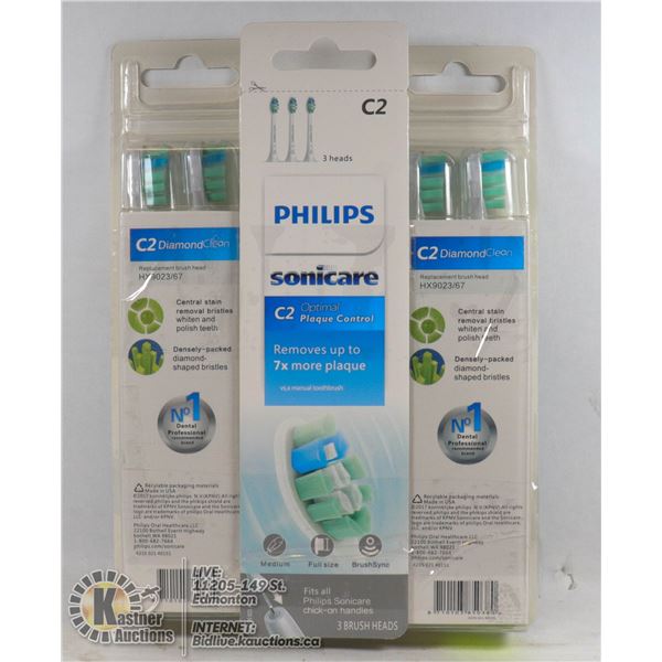 LOT OF 9 PHILIPS SONICARE C2 BRUSH HEADS