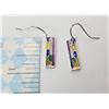 Image 1 : 11)  TIBETAN SILVER AND MULTI COLORED ENAMEL DROP EARRINGS.