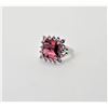 Image 1 : 5)  LAB CREATED PINK TOURMALINE SQUARE CUT RING STAMPED 925 SILVER,  SIZE 6.