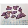 Image 1 : 20)  LOT OF 9 PURPLE JASPER SLICES, 83.7 GRAMS IN WEIGHT.