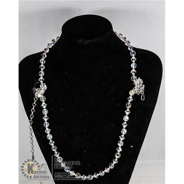 AUSTRIAN CRYSTAL DOUBLE STRAND ELEGANT NECKLACE IN BOX VINTAGE- NONE